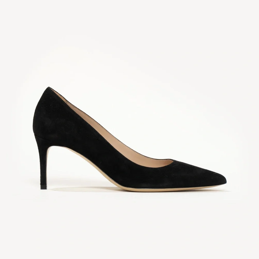 M. Gemi The Esatto 70mm Black Suede Leather Stiletto Heels Size EU 37